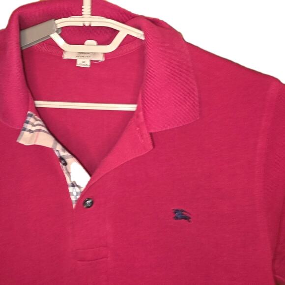 Burberry London Slim Fit Red Mens M Short Sleeve Polo - Picture 2 of 4